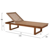 ΞΑΠΛΩΣΤΡΑ PATRON HM5993 TEAK ΞΥΛΟ ΚΑΙ ΣΧΟΙΝΙ VIRO ΣΕ ΠΛΕΞΗ WICKER 191x65x86Yεκ.