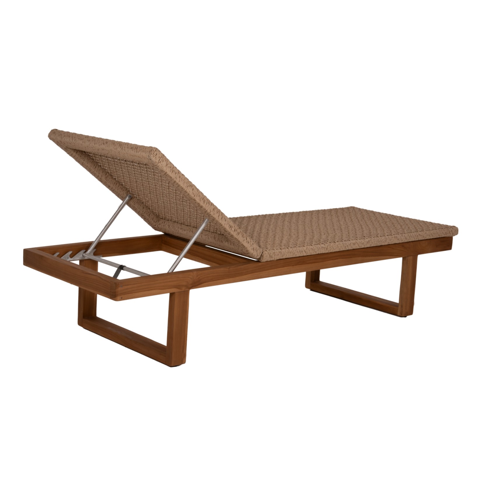 ΞΑΠΛΩΣΤΡΑ PATRON HM5993 TEAK ΞΥΛΟ ΚΑΙ ΣΧΟΙΝΙ VIRO ΣΕ ΠΛΕΞΗ WICKER 191x65x86Yεκ.