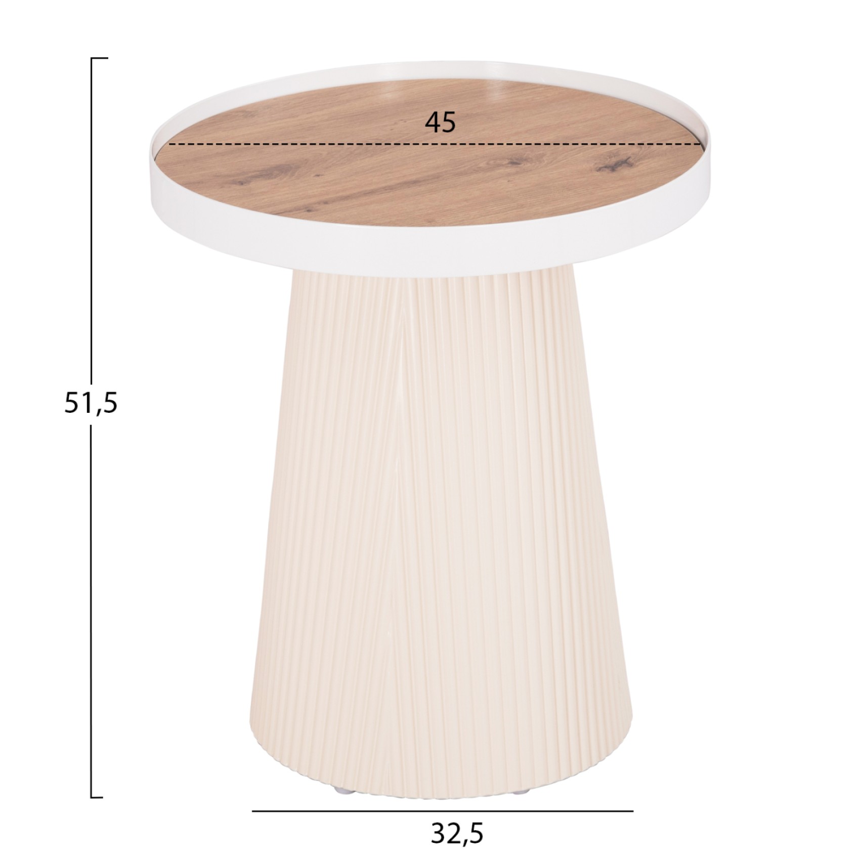 ΣΕΤ 2ΤΜΧ ΤΡΑΠΕΖΙΑ ΣΑΛΟΝΙΟΥ DUNCAN HM21082 MDF ΚΡΕΜ ΚΑΙ ΚΕΡΑΜΙΚΟ TOP Φ80εκ & Φ45εκ