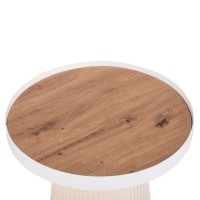 ΣΕΤ 2ΤΜΧ ΤΡΑΠΕΖΙΑ ΣΑΛΟΝΙΟΥ DUNCAN HM21082 MDF ΚΡΕΜ ΚΑΙ ΚΕΡΑΜΙΚΟ TOP Φ80εκ & Φ45εκ