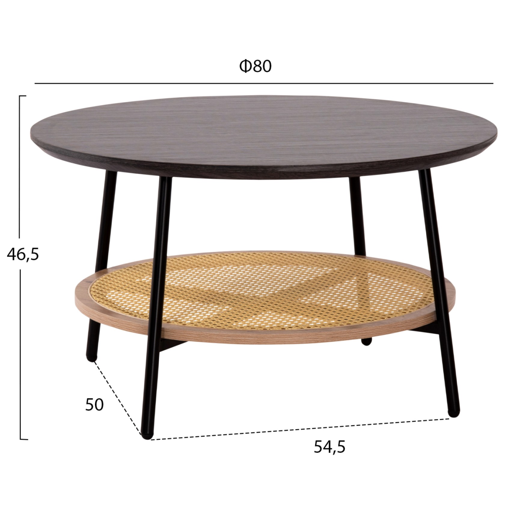 ΣΕΤ 2ΤΜΧ ΤΡΑΠΕΖΙΑ ΣΑΛΟΝΙΟΥ SEWELL HM21087 MDF-ΜΕΤΑΛΛΟ-ΣΥΝΘΕΤΙΚΟ RATTAN Φ80εκ & Φ45εκ