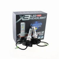 Led kit x3 headlight h4 6000lm 50w