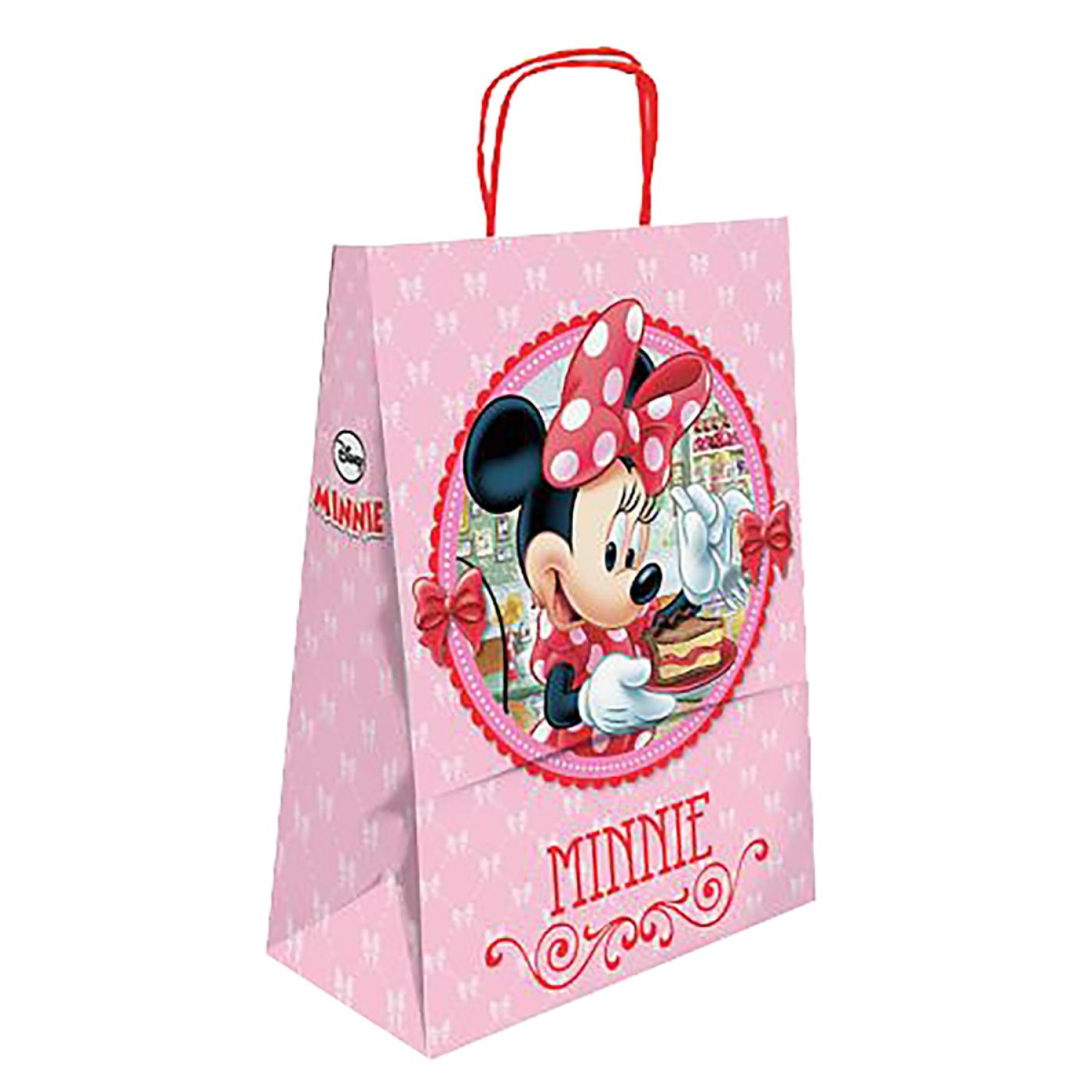 Τσάντα Δώρου Χάρτινη Minnie ροζ Πεταλούδες (32cm) 32x24x10cm Disney