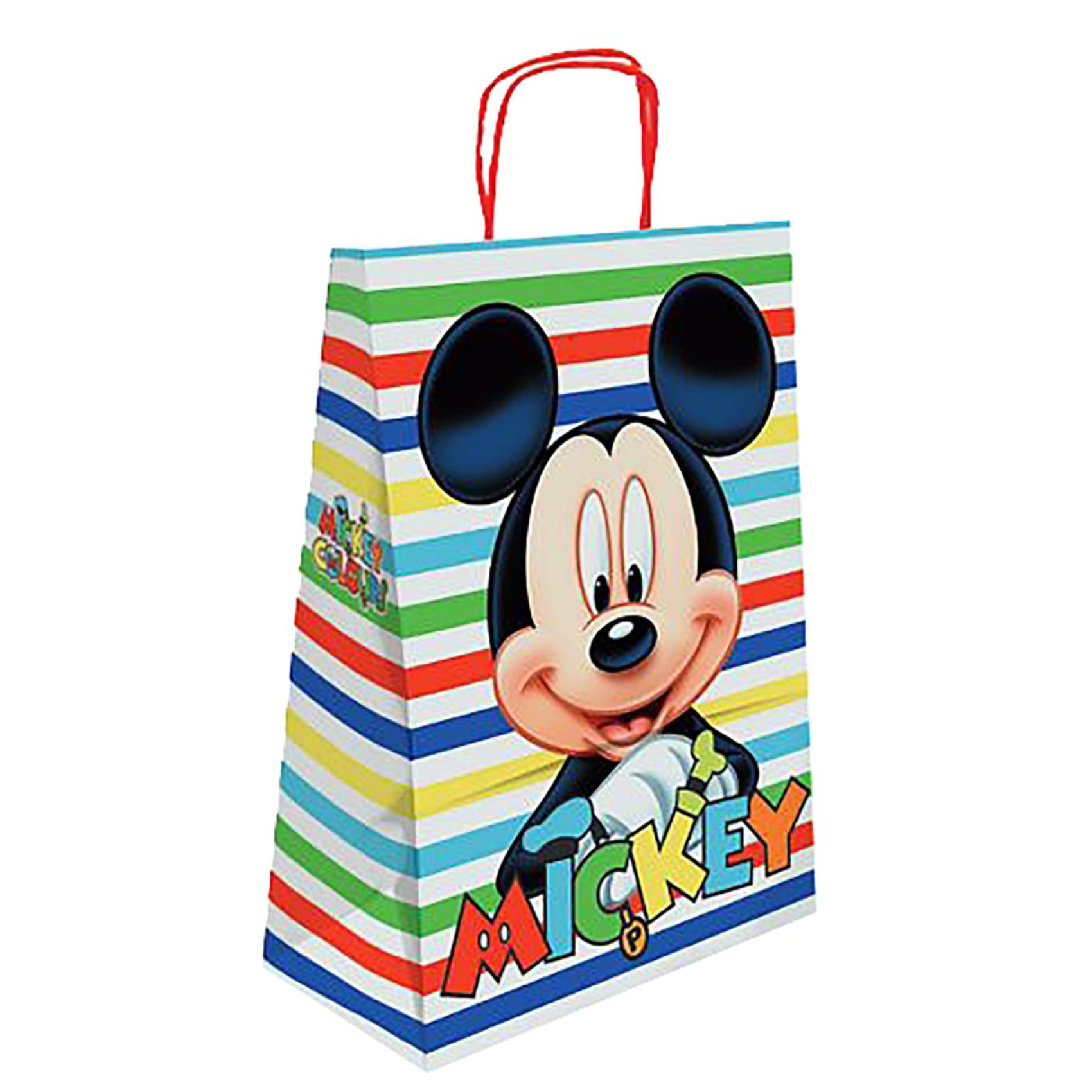 Τσάντα Δώρου Χάρτινη Mickey Άσπρη με Ρίγες (32cm) 32x24x10cm Disney