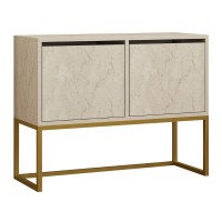 Κονσόλα - Μπουφές Zermat Megapap χρώμα μπεζ travertine - χρυσό 90x34x70εκ.