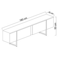 Έπιπλο τηλεόρασης Luxe Megapap χρώμα καρυδί - χρυσό 180x30x50εκ.