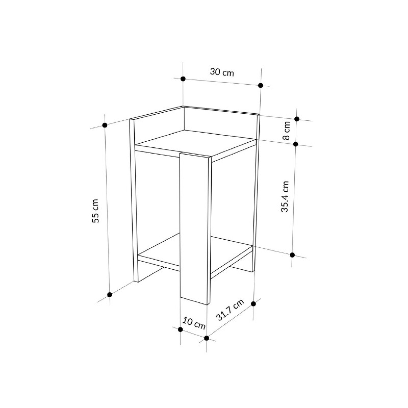 Κομοδίνο Elos Megapap χρώμα λευκό - saphhire oak 30x31,7x55εκ.