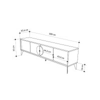 Έπιπλο τηλεόρασης Gora Megapap χρώμα sapphire oak - λευκό 180x35,6x51εκ.