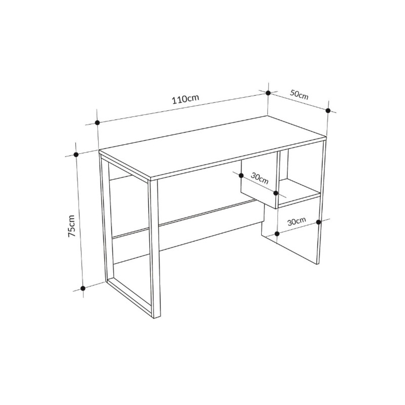 Γραφείο εργασίας Cubo Megapap χρώμα λευκό - sapphire oak 110x50x75εκ.