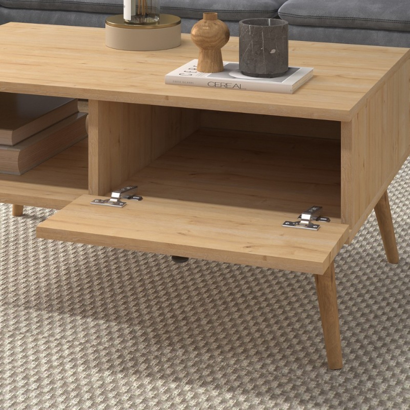 Τραπεζάκι σαλονιού Napoli Megapap χρώμα oak 90x50x44εκ.